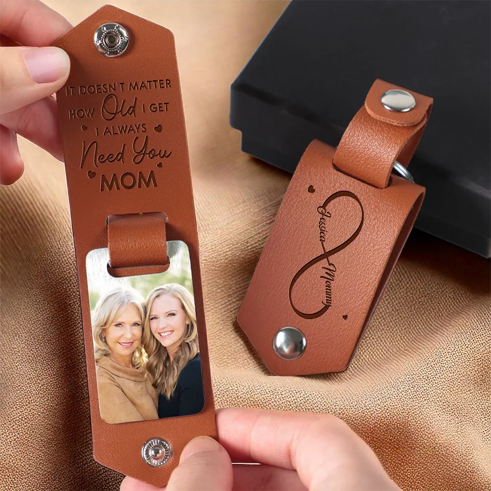 Custom Photo I Need You, Mom - Family Personalized Custom Engraved Leather Keychain - Gift For Mom, Daughter - Image 3