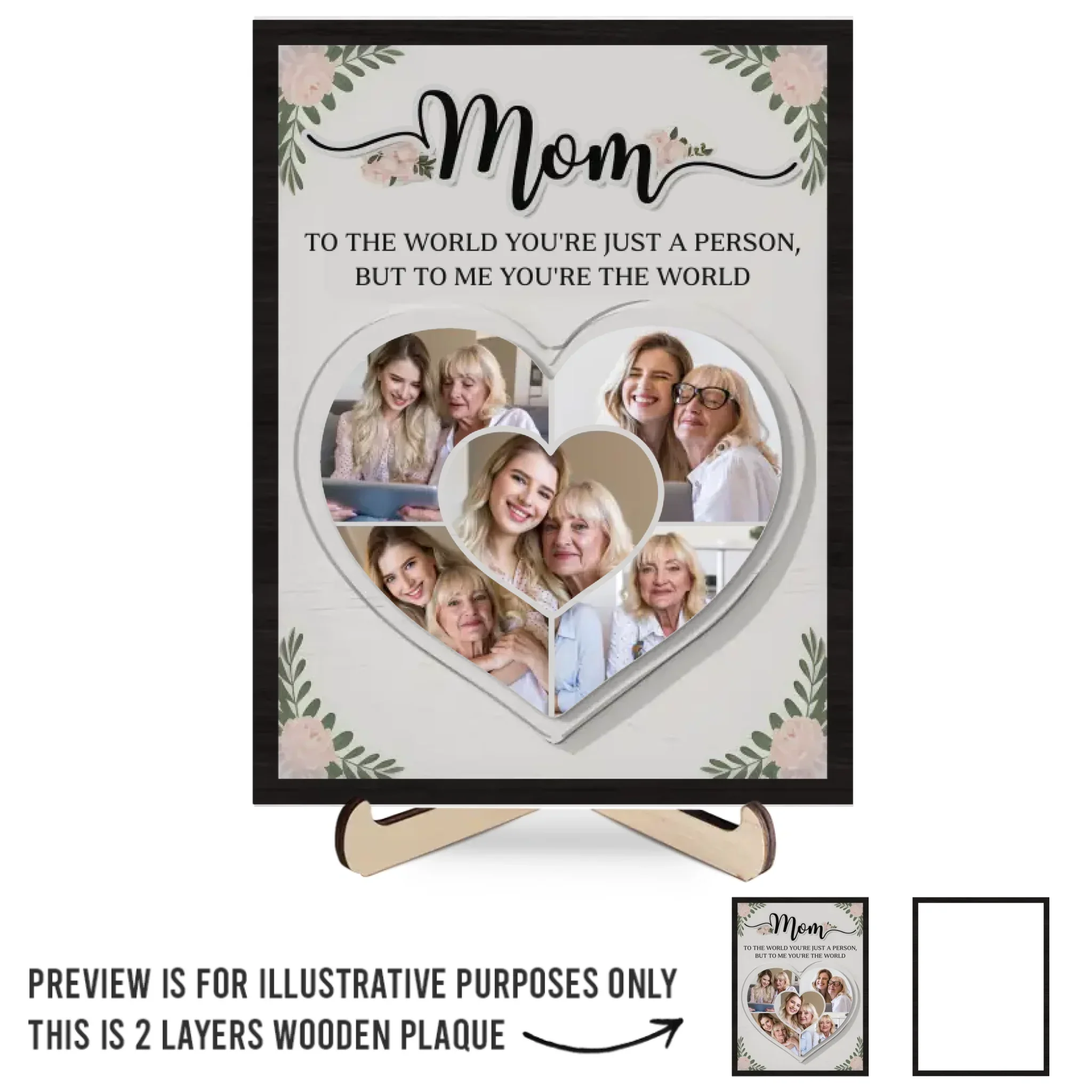 Custom Photo I See My World In Your Eyes - Family Personalized Custom 2-Layered Wooden Plaque With Stand - Gift For Mom, Daughter - Image 2