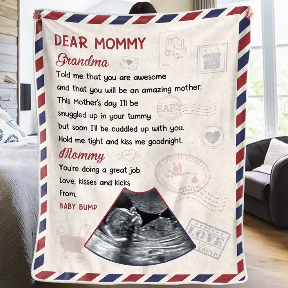 Custom Photo I'll Be Snuggled Up In Your Tummy - Family Personalized Custom Blanket - Baby Shower Gift, Gift For First Mom - Image 13