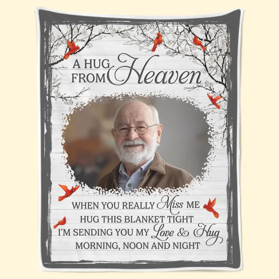 Custom Photo I'll Be Watching Over You From Heaven - Memorial Personalized Custom Blanket - Sympathy Gift, Christmas Gift For Family Members - Image 2