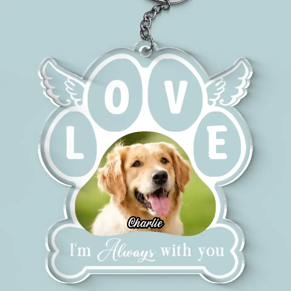 Custom Photo I'm Always Here - Memorial Personalized Custom Shaped Acrylic Keychain - Sympathy Gift For Pet Owners, Pet Lovers - Image 2