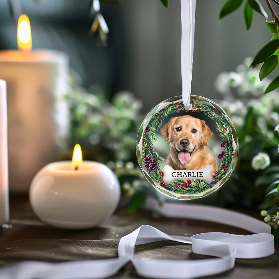Custom Photo I'm Always With You - Memorial Personalized Custom Circle Glass Ornament - Christmas Gift, Sympathy Gift For Pet Owners, Pet Lovers - Image 3