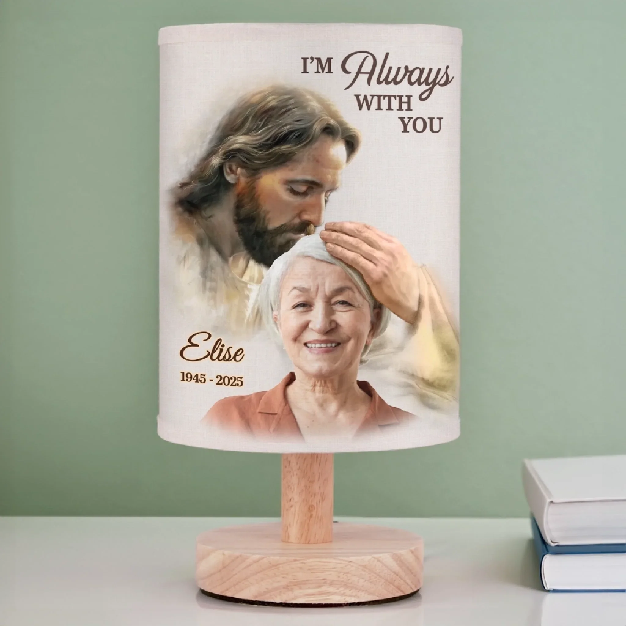 Custom Photo I'm Always With You - Memorial Personalized Custom Linen Bedside Table Lamp - Sympathy Gift For Family Members - Image 3
