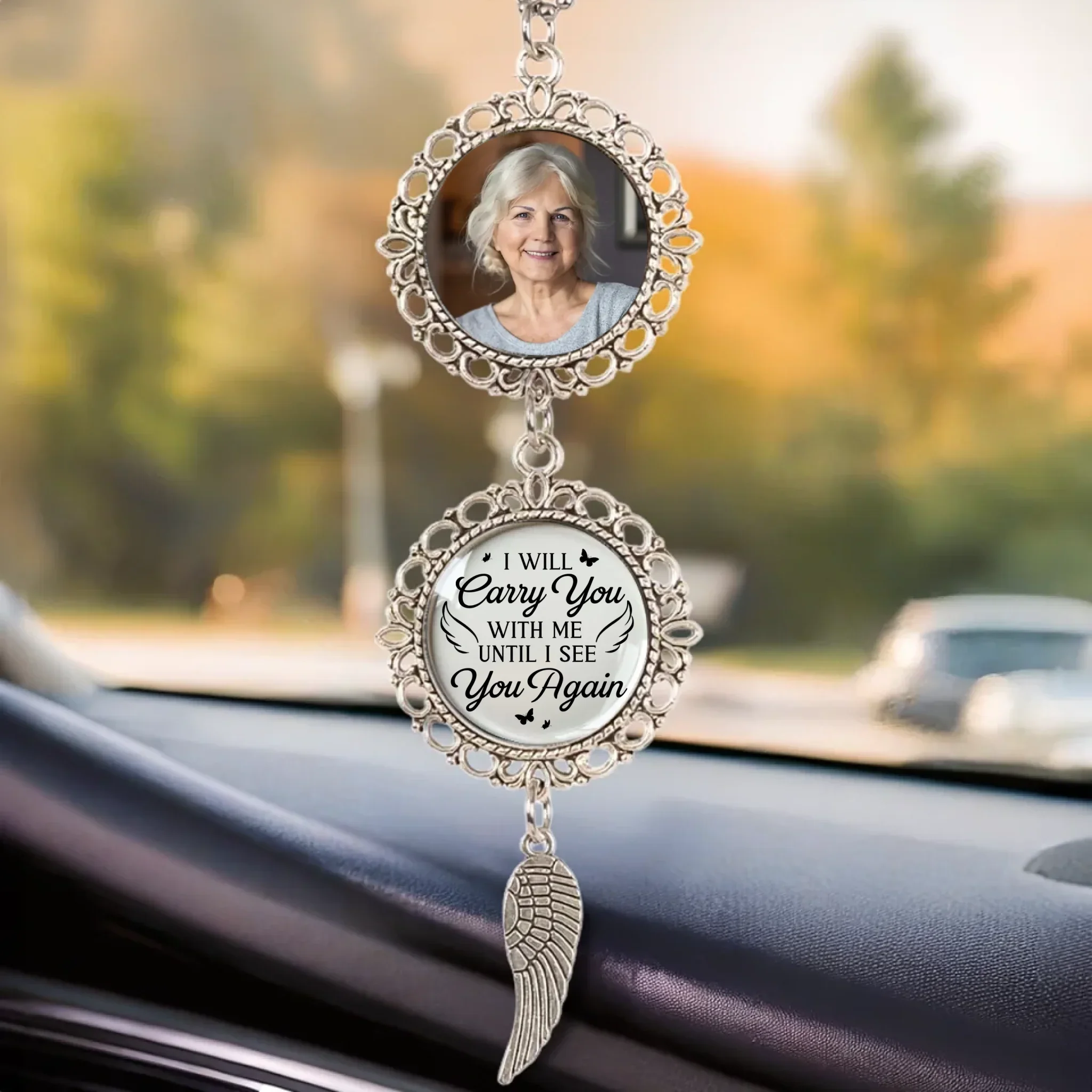 Custom Photo Metal Car Ornament - Personalized Memorial Sympathy Gifts For Loss Of Mom, Dad  - I'm Always With You - Image 2