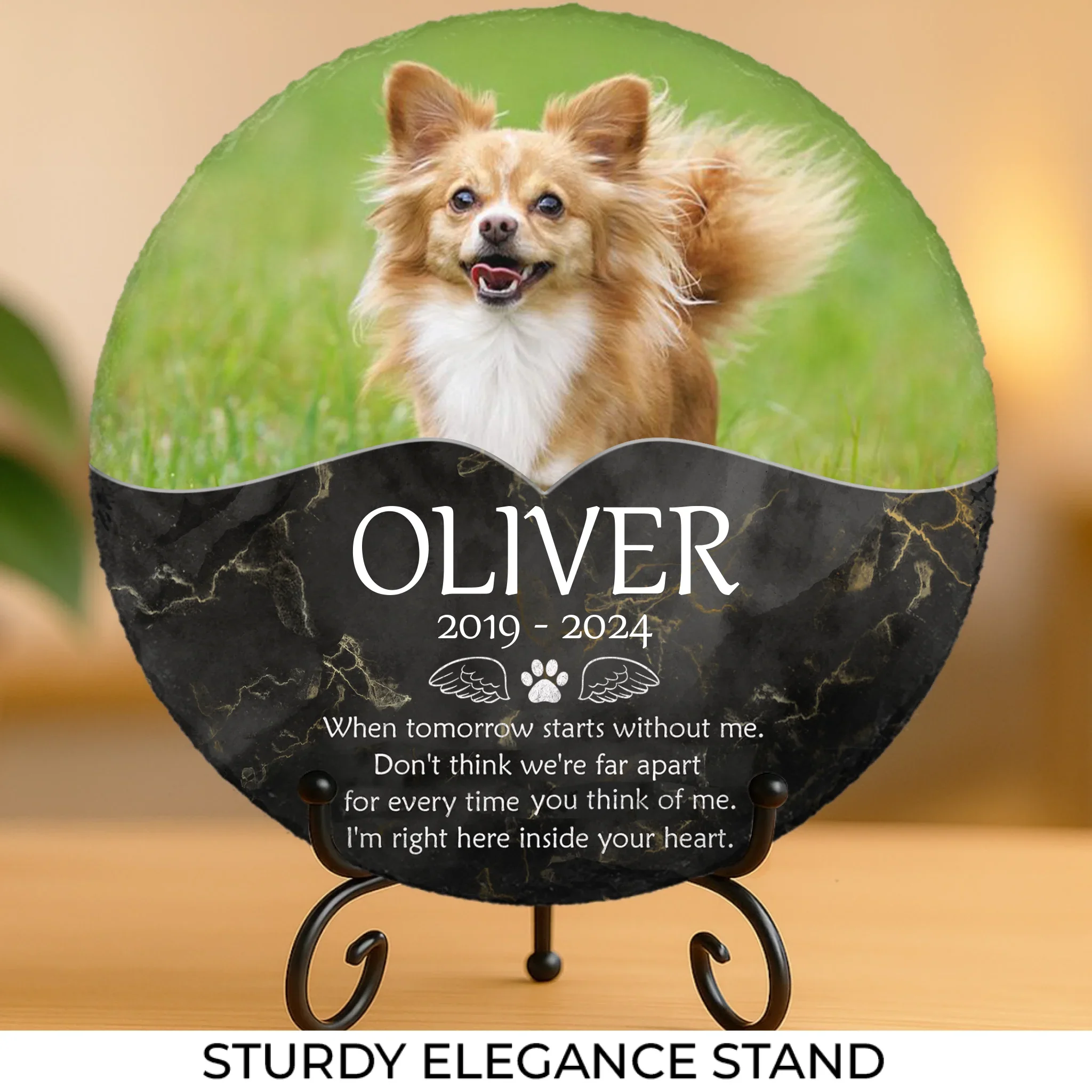 Custom Photo I'm Right Here Inside Your Heart - Memorial Personalized Custom Round Shaped Stone With Stand - Sympathy Gift For Pet Owners, Pet Lovers - Image 2