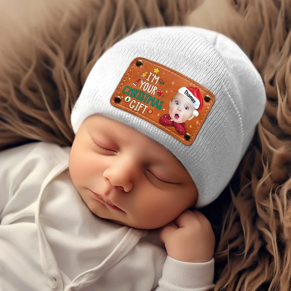 Custom Photo I'm Your Christmas Gift - Family Personalized Custom Baby Beanie Hat - Christmas Gift For Baby Kids, Newborn Baby - Image 3