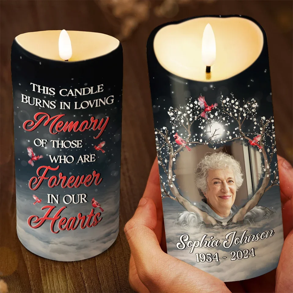 Custom Photo In Loving Memory, Forever Missed - Memorial Personalized Custom LED Candle - Sympathy Gift, Christmas Gift For Family Members - Image 3