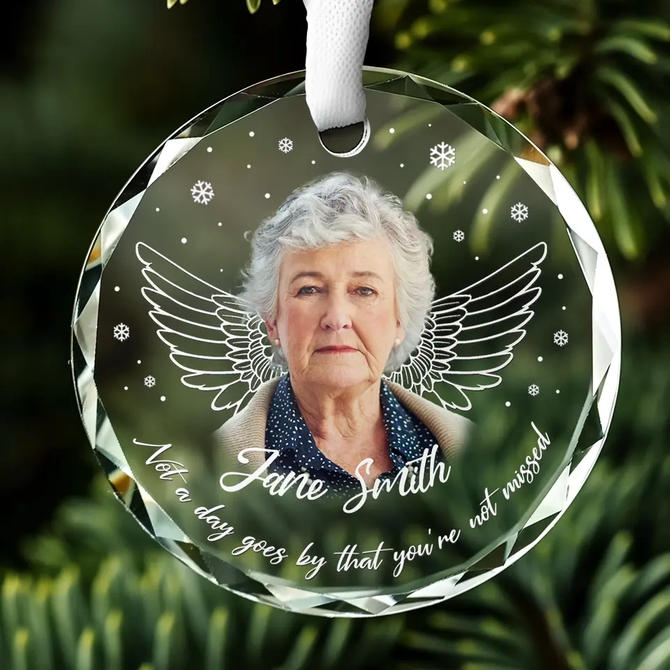 Custom Photo In Loving Memory - Memorial Personalized Custom Circle Glass Ornament - Sympathy Gift For Family Members - Image 5