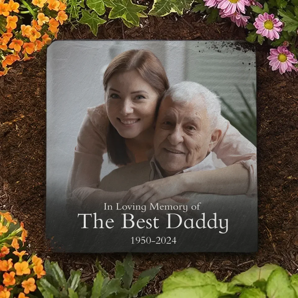 Custom Photo In Loving Memory Of The Best Daddy - Memorial Personalized Custom Square Shaped Memorial Stone - Sympathy Gift For Family Members - Image 3