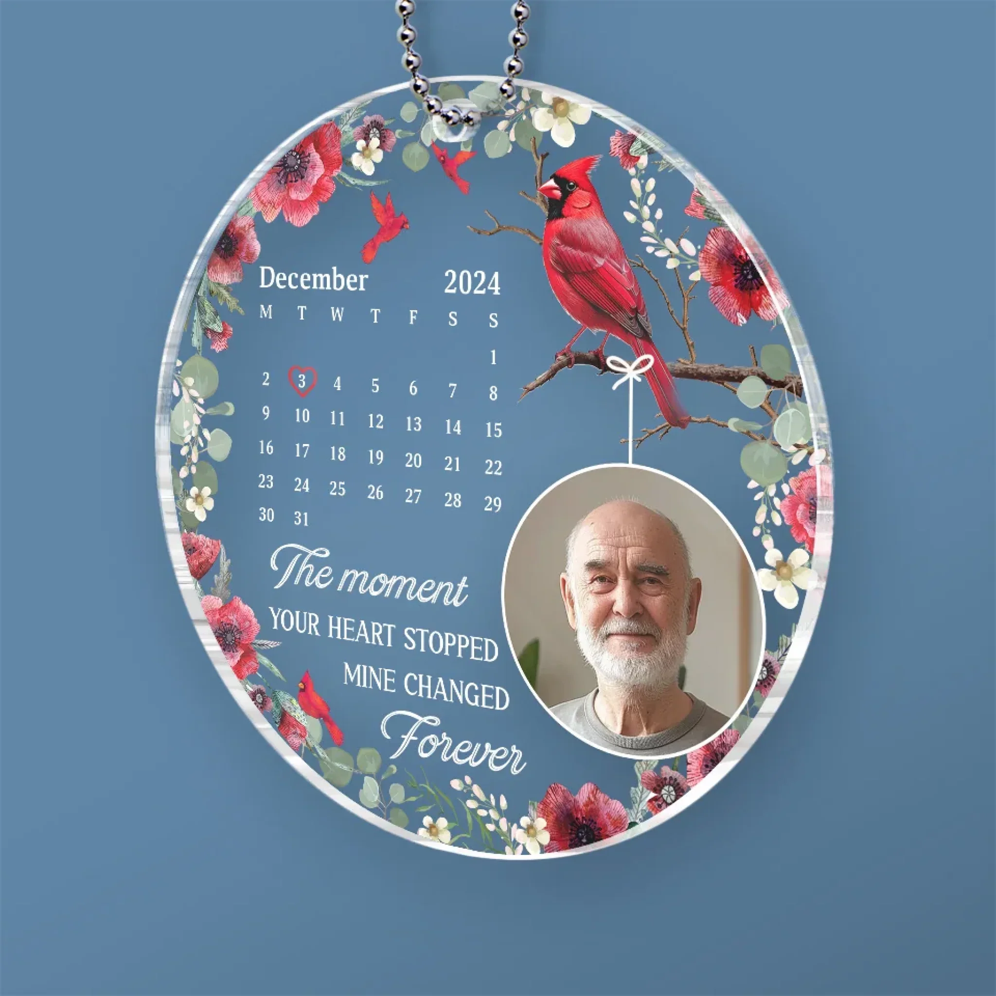 Custom Photo In My Heart, You Live On - Memorial Personalized Custom Car Ornament - Acrylic Custom Shaped - Sympathy Gift For Family Members - Image 3