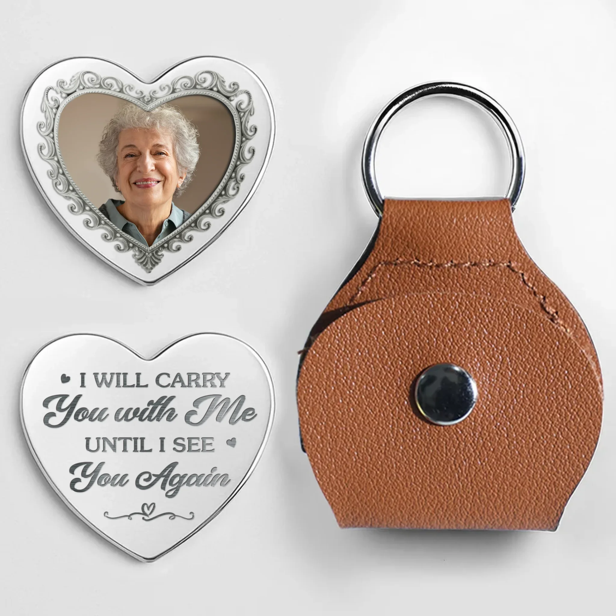 Custom Photo In My Soul, Always - Memorial Personalized Custom Heart Pocket Hug - Sympathy Gift For Family Members - Image 2