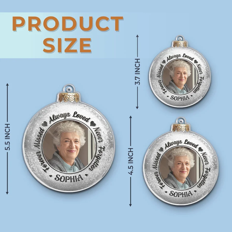 Custom Photo In Our Hearts, Their Love Blossoms Still - Memorial Personalized Custom Ornament - Acrylic Custom Shaped - Sympathy Gift, Christmas Gift For Family Members - Image 6