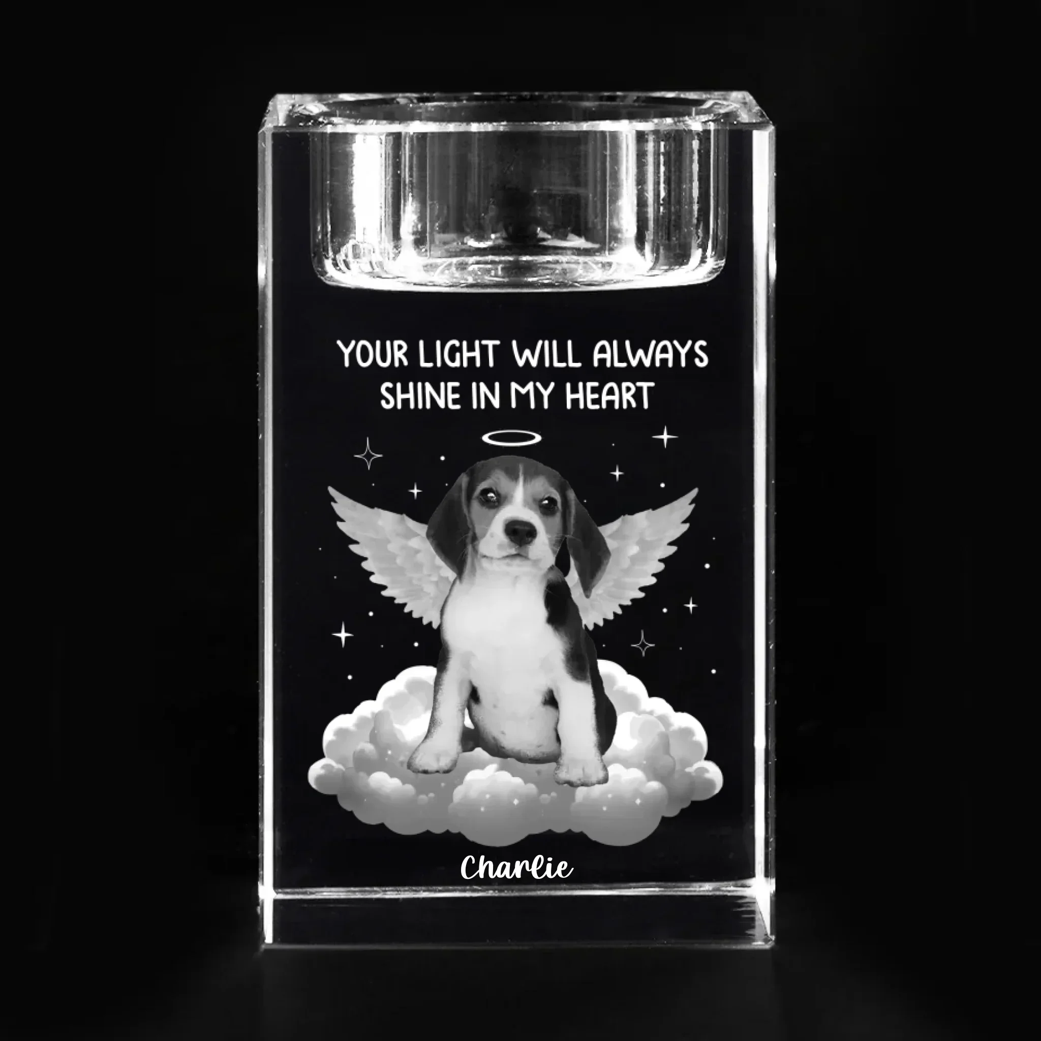 Custom Photo In Spirit, I’m Always Near - Memorial Personalized Custom 3D Crystal Photo Laser Engraved, Crystal Candle Holder - Sympathy Gift For Pet Owners, Pet Lovers - Image 3