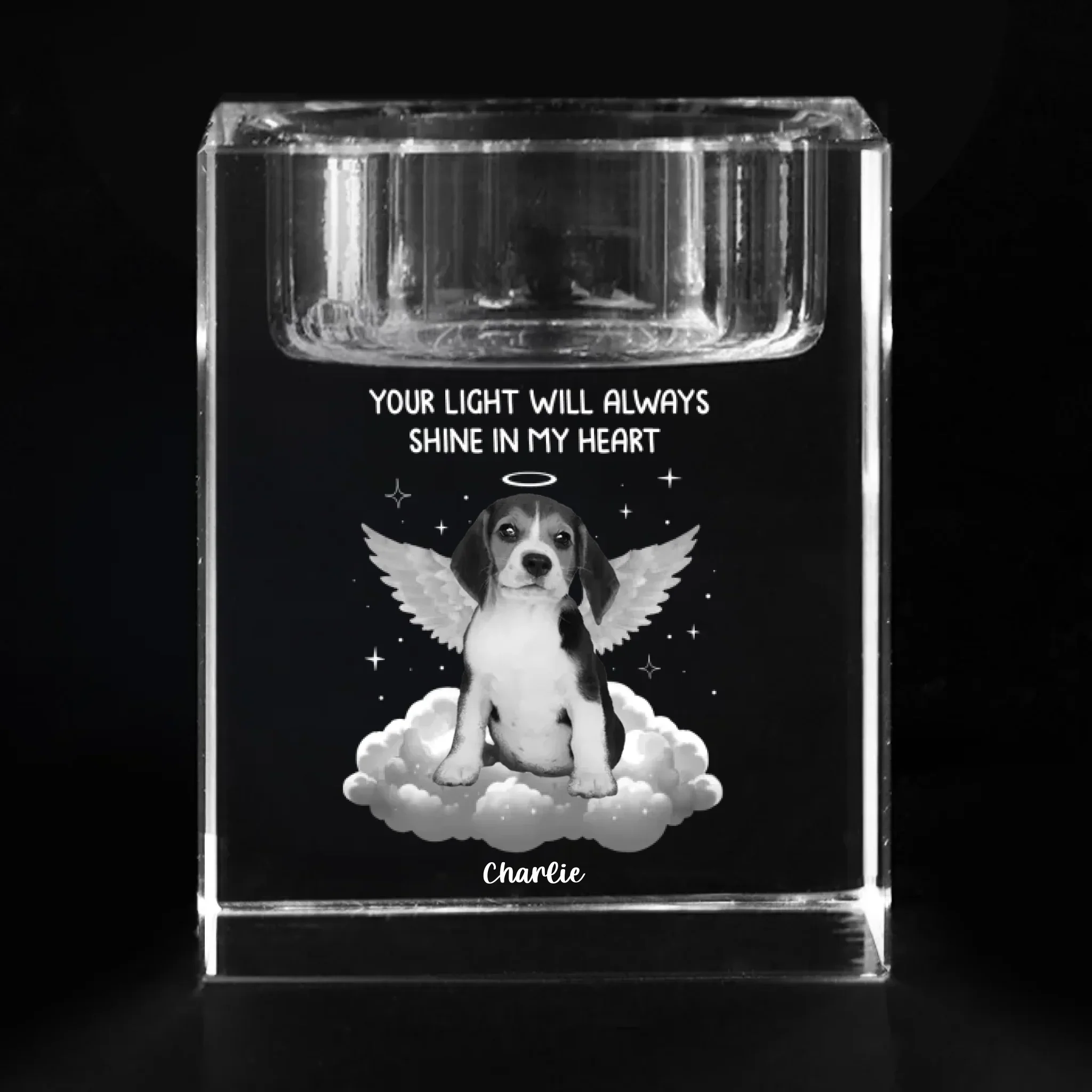 Custom Photo In Spirit, I’m Always Near - Memorial Personalized Custom 3D Crystal Photo Laser Engraved, Crystal Candle Holder - Sympathy Gift For Pet Owners, Pet Lovers - Image 4