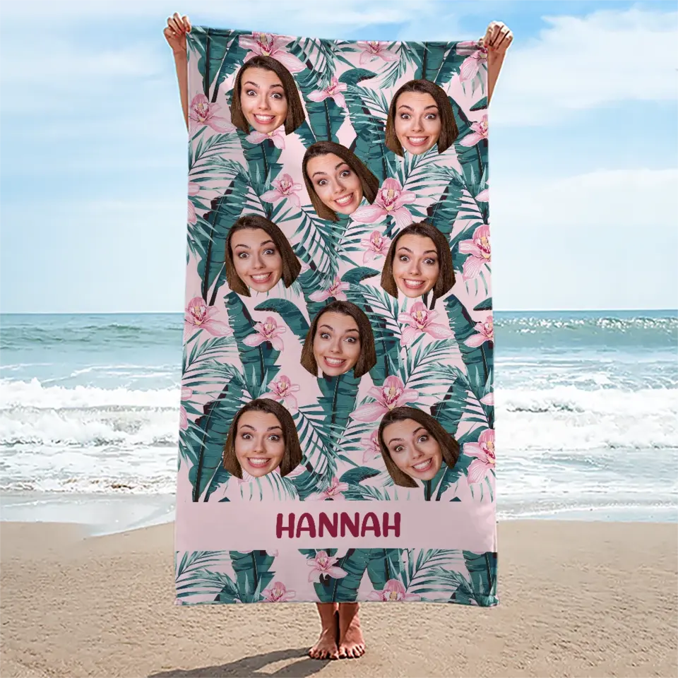 Custom Photo In Summer, The Song Sings Itself - Family Personalized Custom Beach Towel - Summer Vacation Gift, Birthday Pool Party Gift For Family Members, Pet Owners, Pet Lovers - Image 4