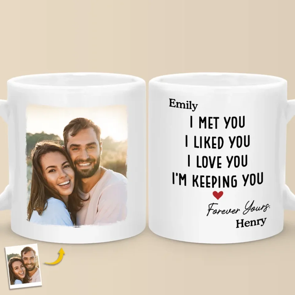 Custom Photo It Started With You And Stays With You - Couple Personalized Custom Mug - Gift For Husband Wife, Anniversary