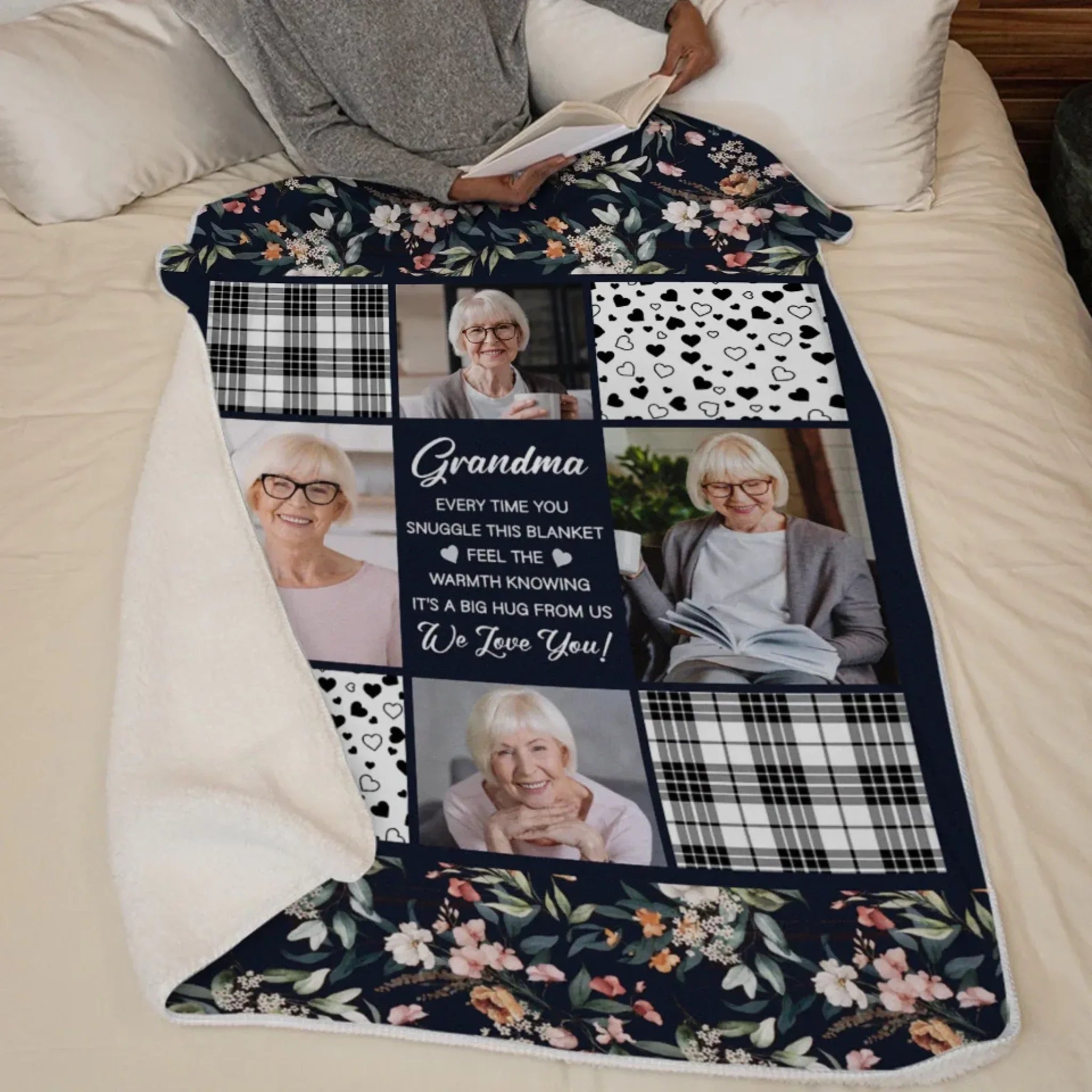 Custom Photo It's A Big Hug From Us - Family Personalized Custom Blanket - Gift For Grandma, Grandkid - Image 5