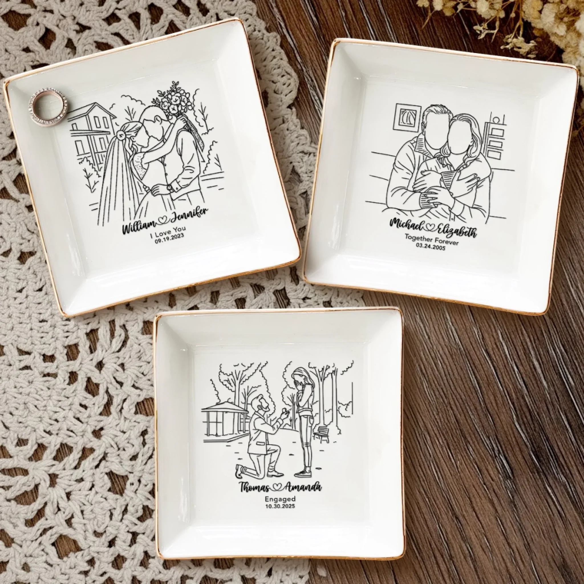 Custom Photo Jewelry Dish - Personalized Anniversary Wedding Gifts For Husband And Wife, Him And Her  - Forever Choosing You