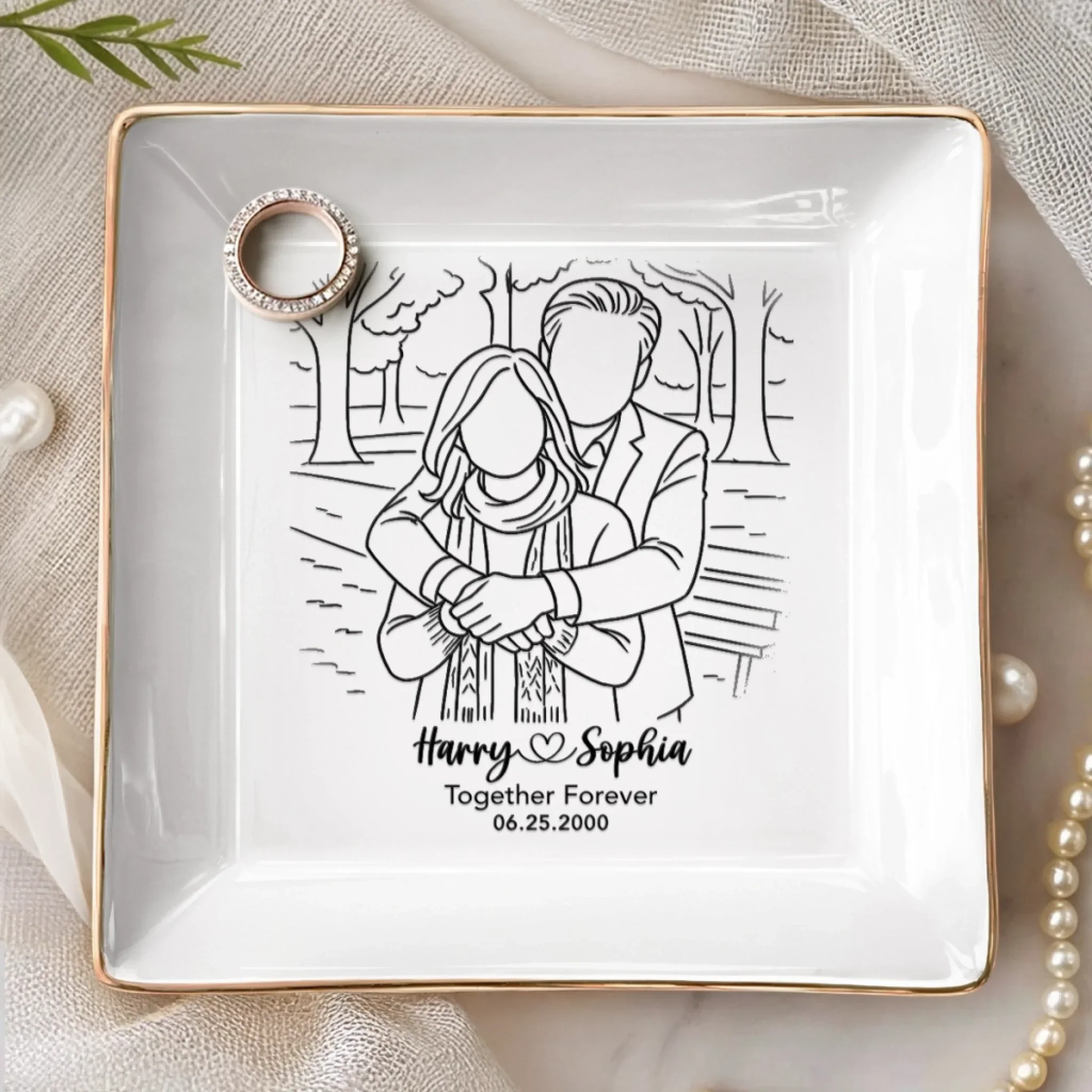 Custom Photo Jewelry Dish - Personalized Anniversary Wedding Gifts For Husband And Wife, Him And Her  - Forever Choosing You - Image 3