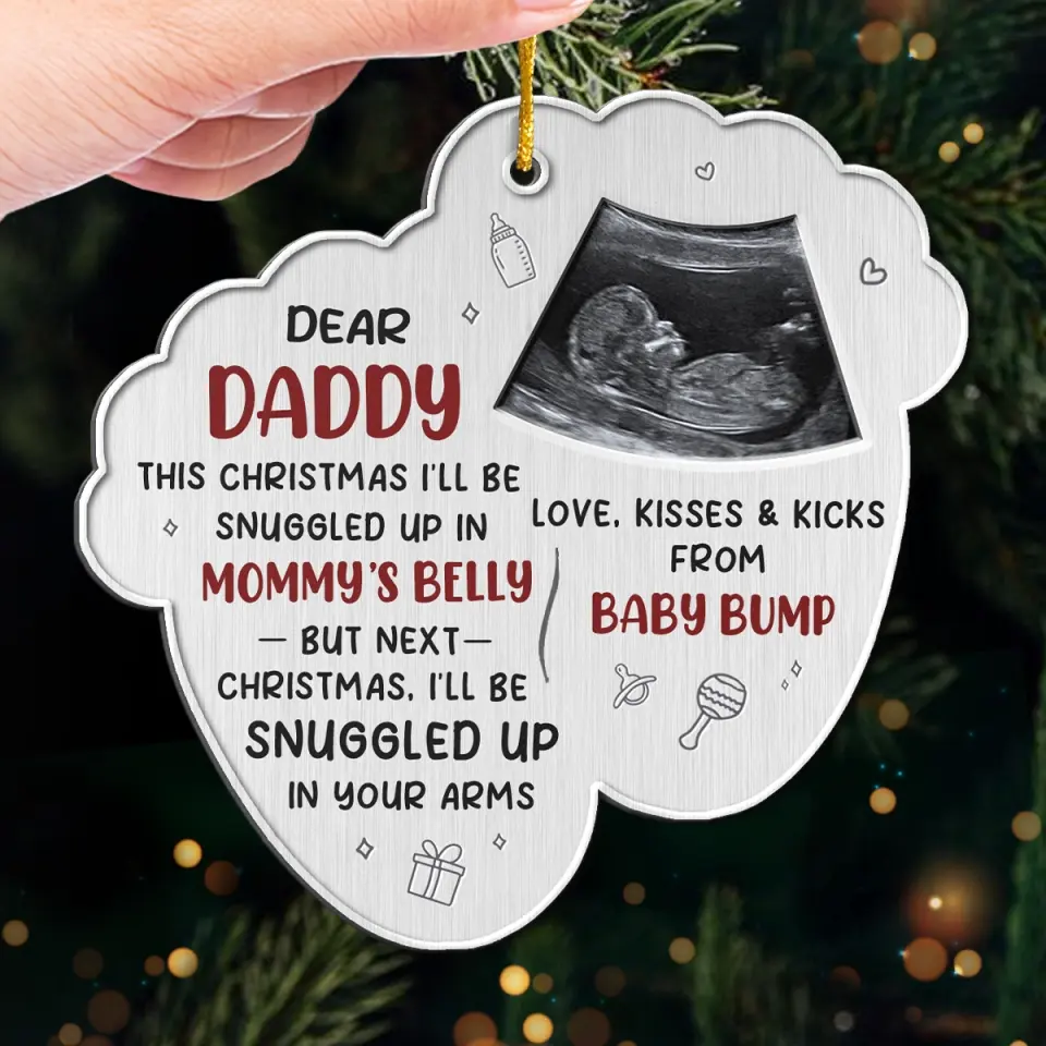 Custom Photo Joy To The World, Baby's First Whirl -  Family Personalized Custom Ornament - Metal Custom Shaped - Christmas Gift For Baby Kids, Newborn Baby - Image 4