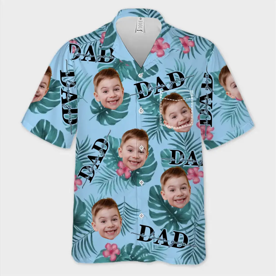 Custom Photo Just A Dad And His Girl - Family Personalized Custom Unisex Tropical Hawaiian Aloha Shirt - Summer Vacation Gift, Gift For Dad, Grandpa - Image 3