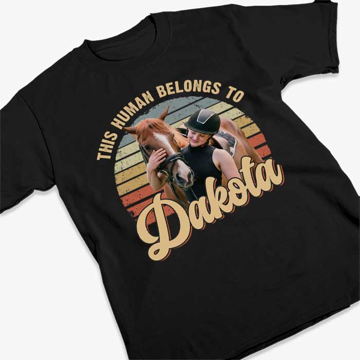 Custom Photo Just A Human Who Loves Horses - Horse Personalized Custom Unisex T-shirt, Hoodie, Sweatshirt - Gift For Pet Owners, Pet Lovers - Image 2