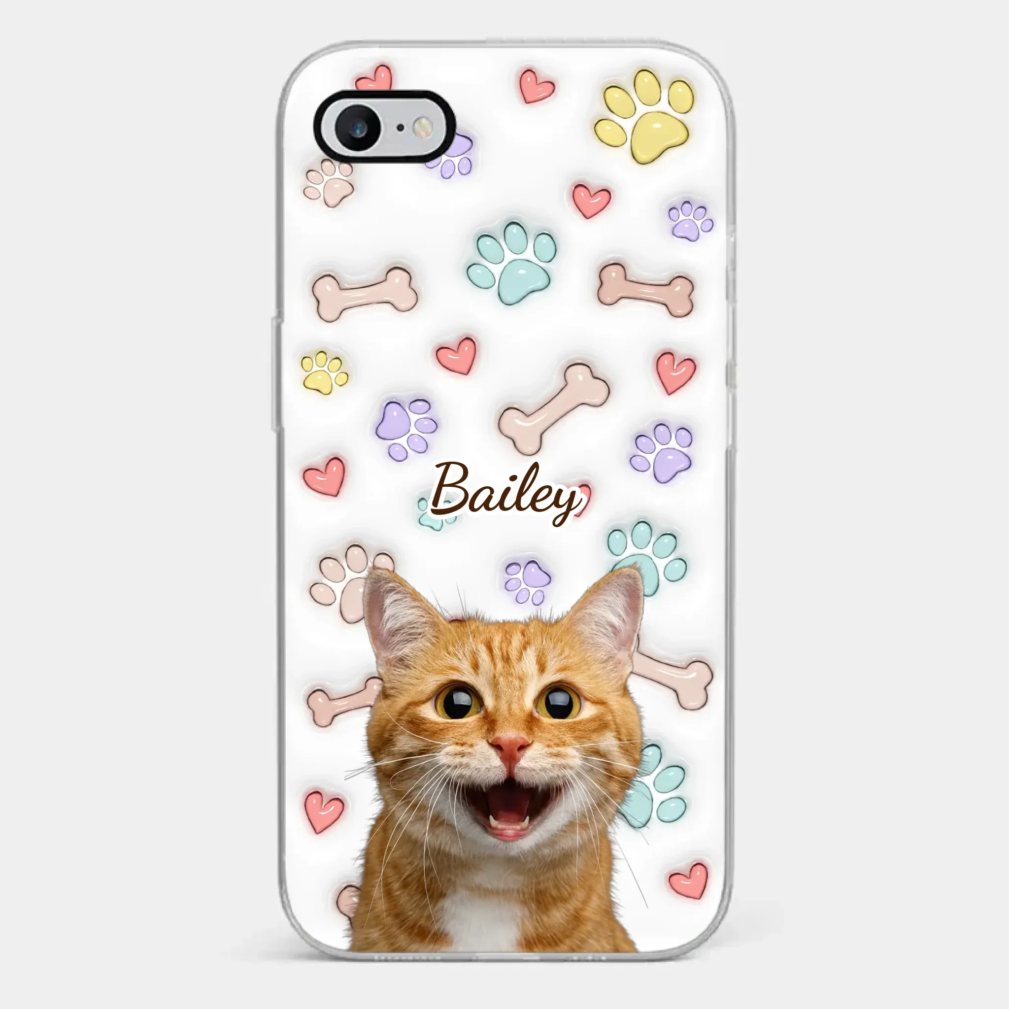 Custom Photo Keep Calm And Pet A Cat - Dog & Cat Personalized Custom 3D Inflated Effect Printed Clear Phone Case - Gift For Pet Owners, Pet Lovers - Image 2
