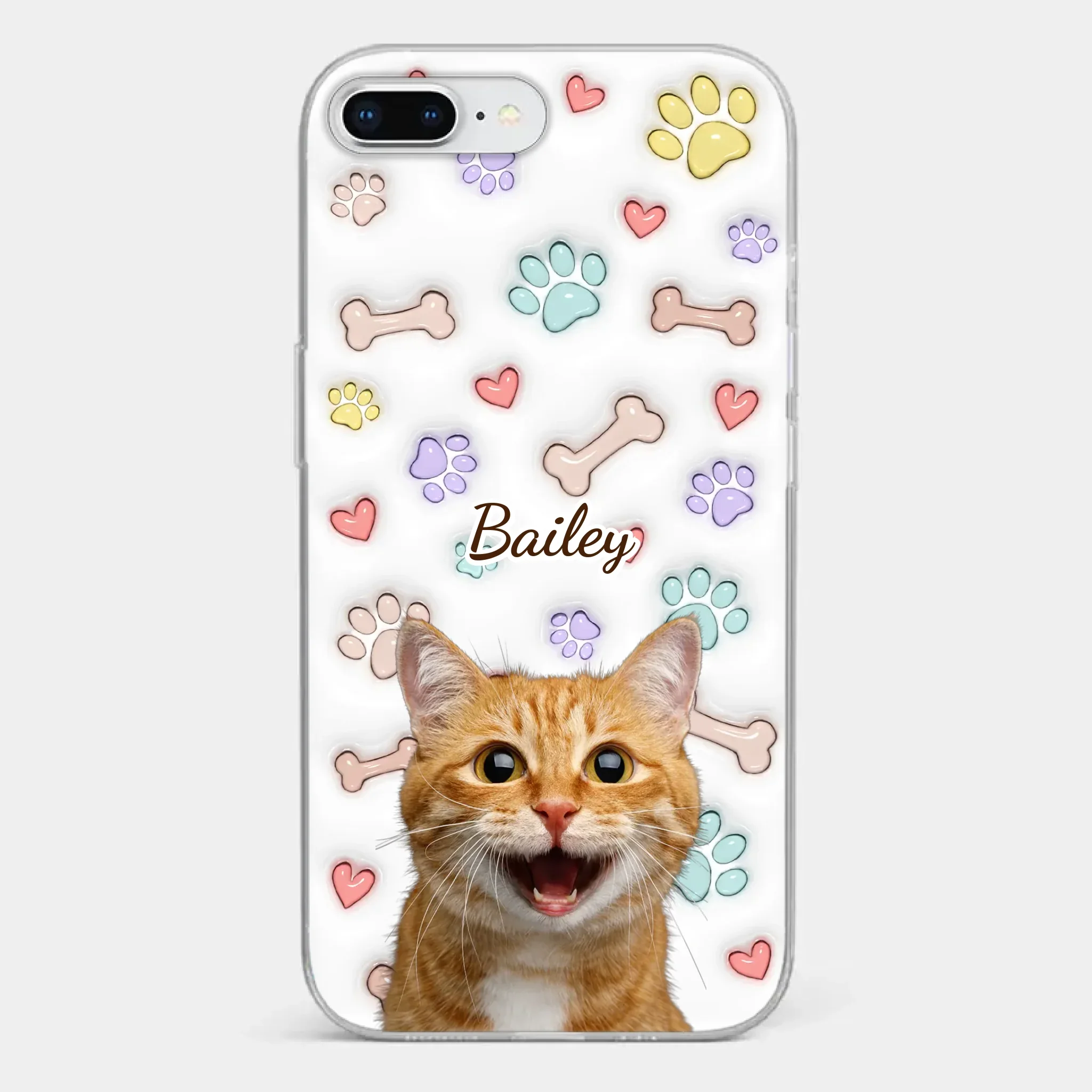 Custom Photo Keep Calm And Pet A Cat - Dog & Cat Personalized Custom 3D Inflated Effect Printed Clear Phone Case - Gift For Pet Owners, Pet Lovers - Image 3