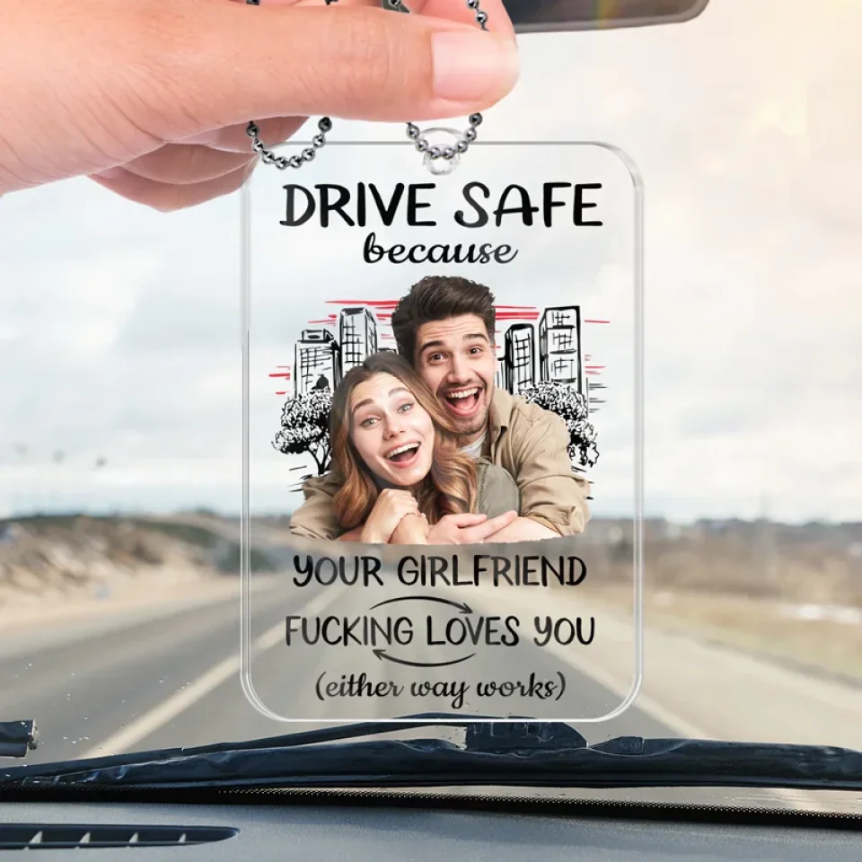Custom Photo Keep Safe On The Road - Couple Personalized Custom Car Ornament - Acrylic Custom Shaped - Gift For Husband Wife, Anniversary - Image 4