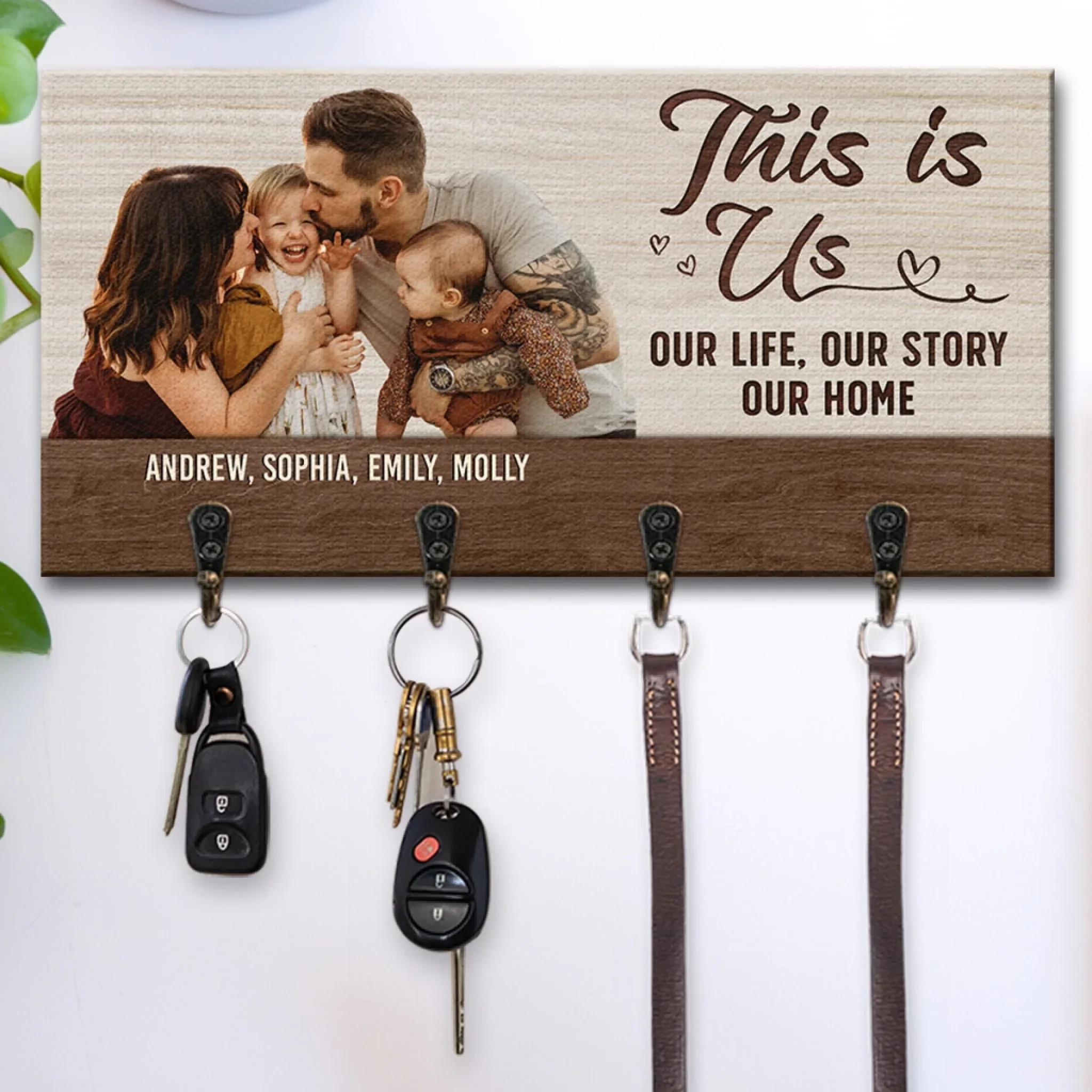 Custom Photo Key Hanger, Key Holder - Personalized Birthday Gifts For Mom, Dad, Kids - Your Welcome Starts Here - Image 3