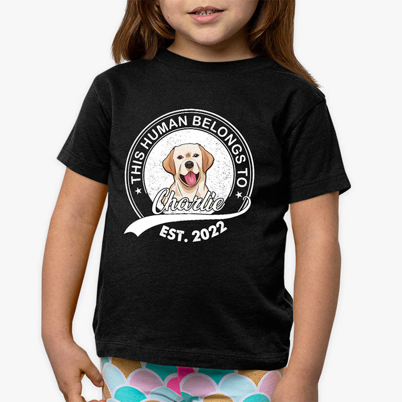 Custom Photo Kid Belongs To Dog Est Year - Dog Personalized Custom Kid T-shirt - Gift For Kid, Pet Owners, Pet Lovers - Image 3