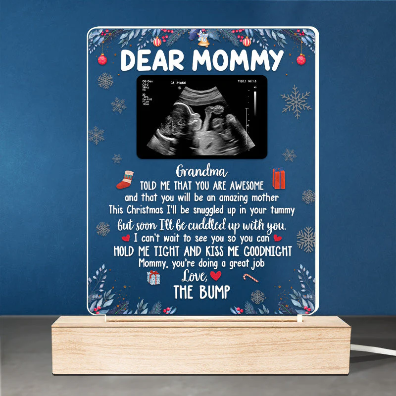 Custom Photo Kiss Me Goodnight - Family Personalized Custom Rectangle Shaped 3D LED Light - Baby Shower Gift, First Christmas Gift, Christmas Gift For First Mom - Image 2