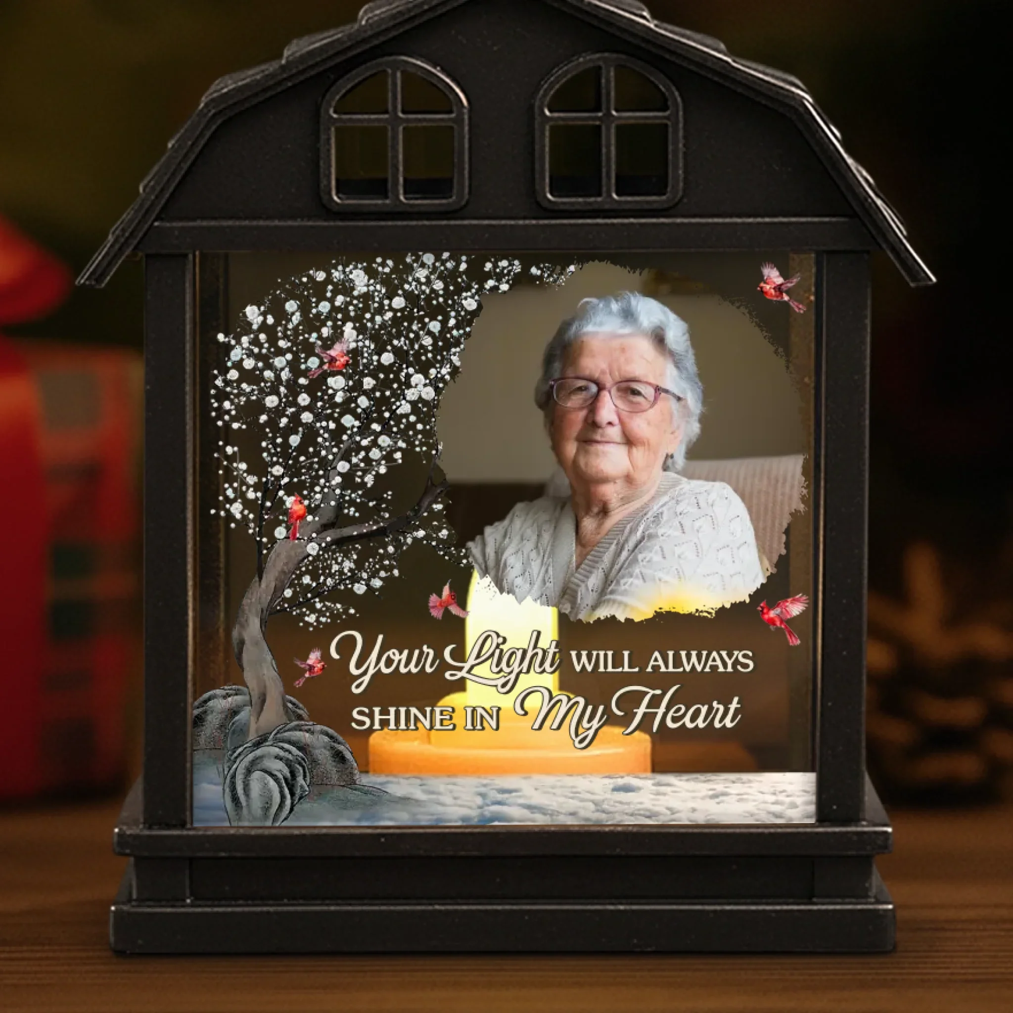 Custom Photo LED House Lantern Light - Personalized Christmas Memorial Sympathy Gifts For Loss Of Mom, Dad - A Beautiful Soul Lives In Memory - Image 4