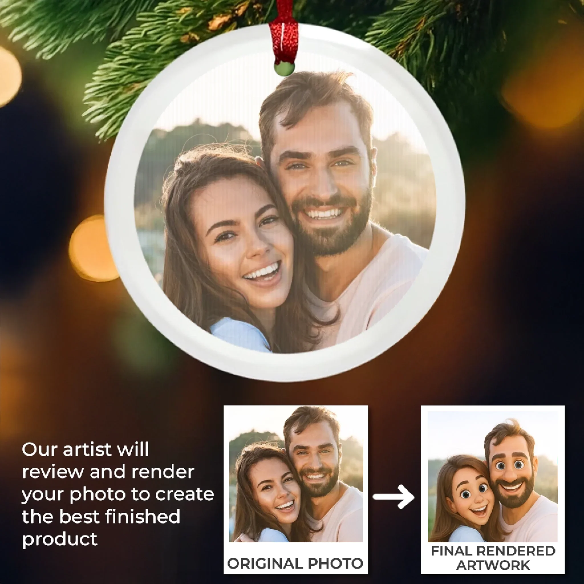 Custom Photo Lenticular Crystal Ornament - Personalized Anniversary Christmas Wedding Gifts For Husband And Wife, Him And Her - Wrapped In You - Image 2