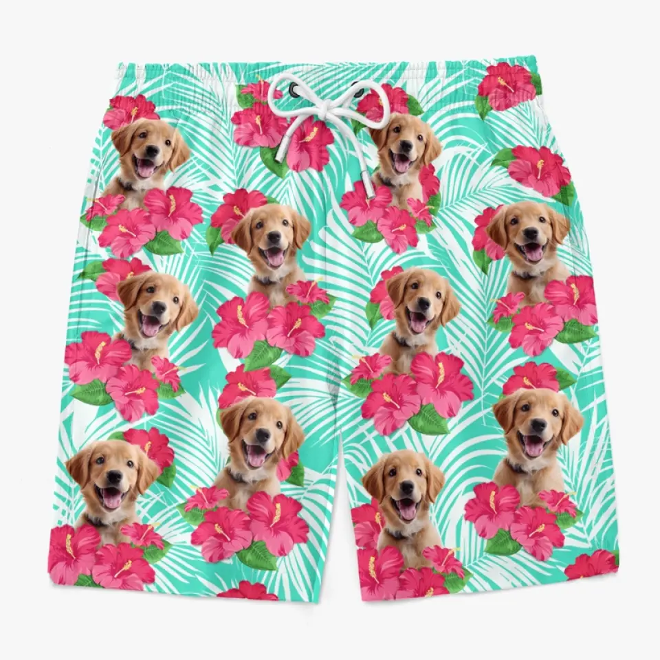 Custom Photo Let The Summer Begin - Dog & Cat Personalized Custom Tropical Hawaiian Aloha Men Beach Shorts - Summer Vacation Gift, Birthday Party Gift For Pet Owners, Pet Lovers - Image 4