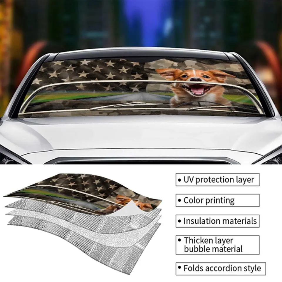 Custom Photo Let's Go On An Adventure - Dog & Cat Personalized Custom Auto Windshield Sunshade, Car Window Protector - Gift For Pet Owners, Pet Lovers - Image 4