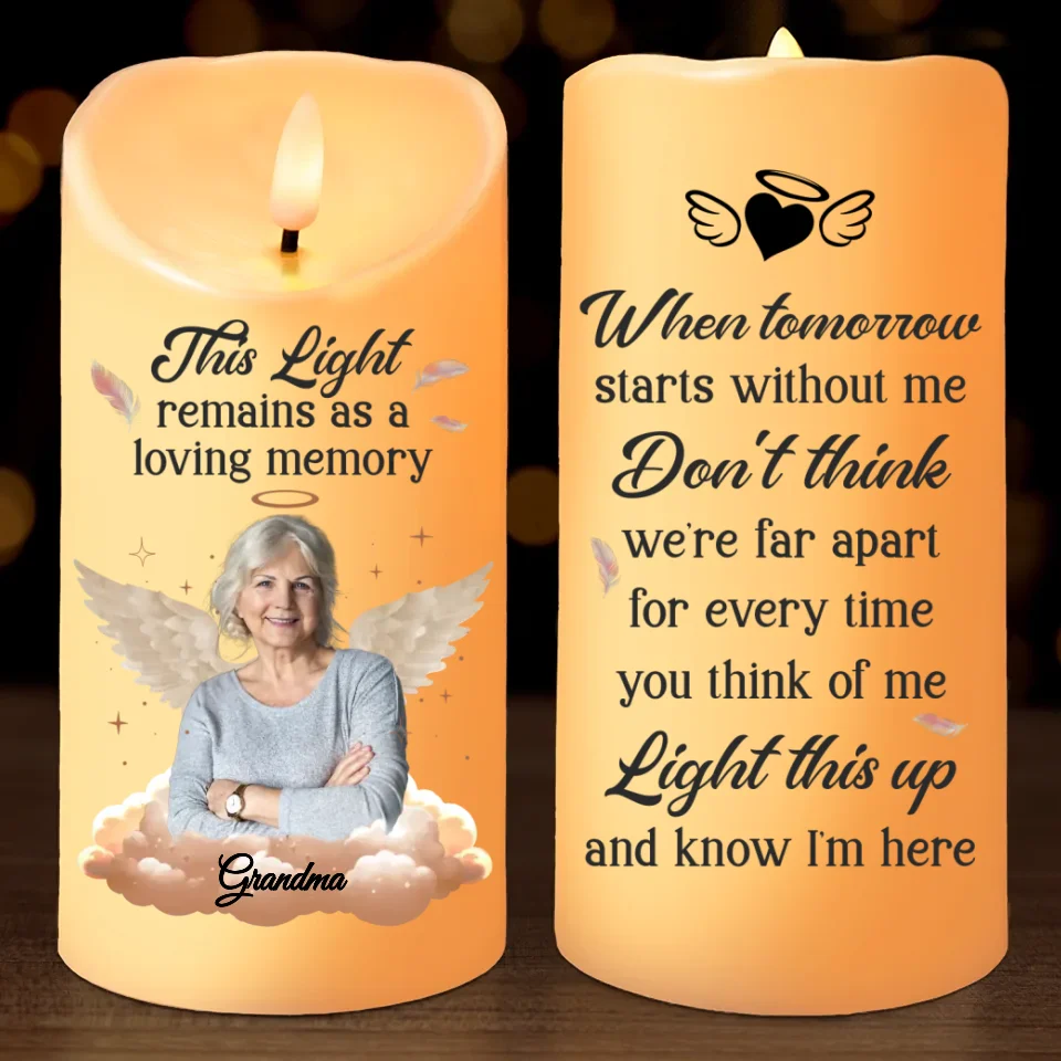 Custom Photo Life May End, But Love Doesn’t - Memorial Personalized Custom LED Candle - Sympathy Gift, Christmas Gift For Family Members - Image 2