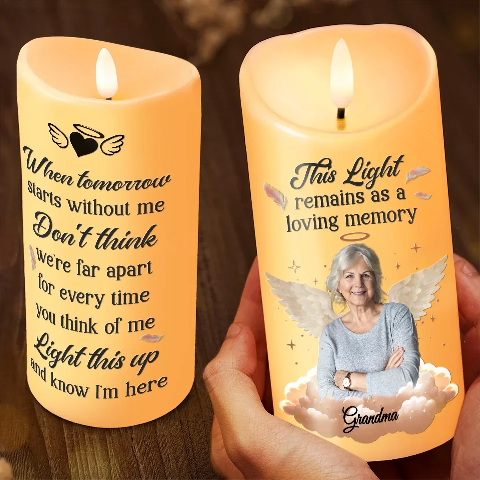 Custom Photo Life May End, But Love Doesn’t - Memorial Personalized Custom LED Candle - Sympathy Gift, Christmas Gift For Family Members - Image 3