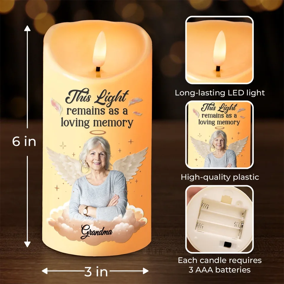 Custom Photo Life May End, But Love Doesn’t - Memorial Personalized Custom LED Candle - Sympathy Gift, Christmas Gift For Family Members - Image 4