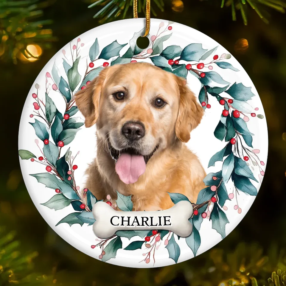 Custom Photo Life With Your Pet On Christmas Is Pure Bliss - Dog & Cat Personalized Custom Ornament - Ceramic Round Shaped - Christmas Gift For Pet Owners, Pet Lovers - Image 2