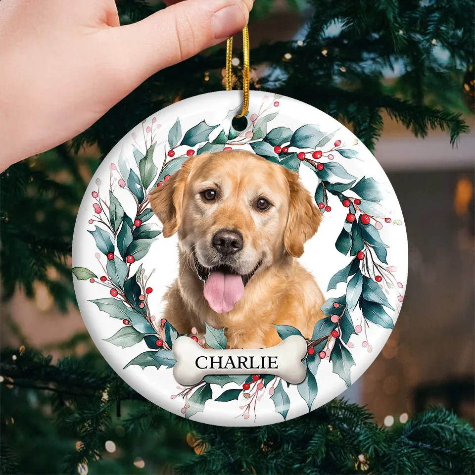 Custom Photo Life With Your Pet On Christmas Is Pure Bliss - Dog & Cat Personalized Custom Ornament - Ceramic Round Shaped - Christmas Gift For Pet Owners, Pet Lovers - Image 3