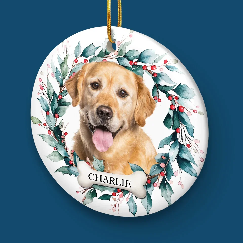 Custom Photo Life With Your Pet On Christmas Is Pure Bliss - Dog & Cat Personalized Custom Ornament - Ceramic Round Shaped - Christmas Gift For Pet Owners, Pet Lovers - Image 5