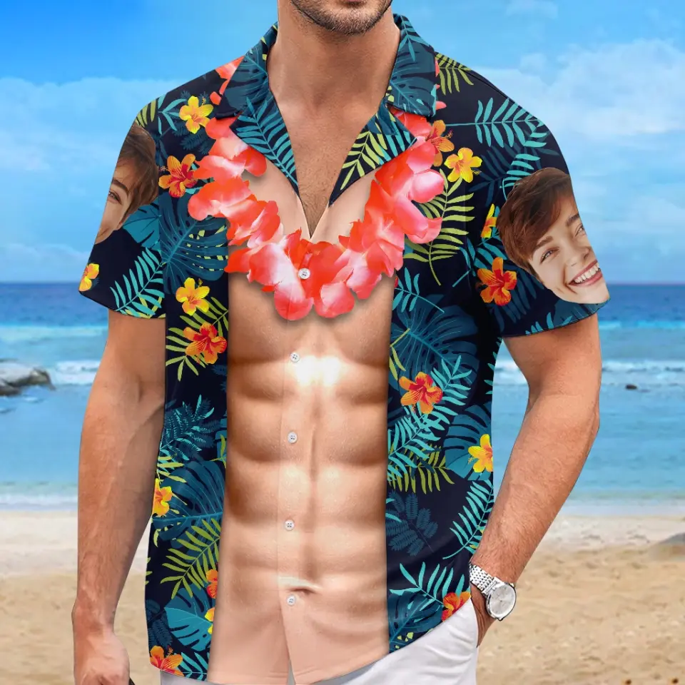 Custom Photo Life’s A Wave, Catch It - Family Personalized Custom Unisex Tropical Hawaiian Aloha Shirt - Summer Vacation Gift, Gift For Family Members - Image 4