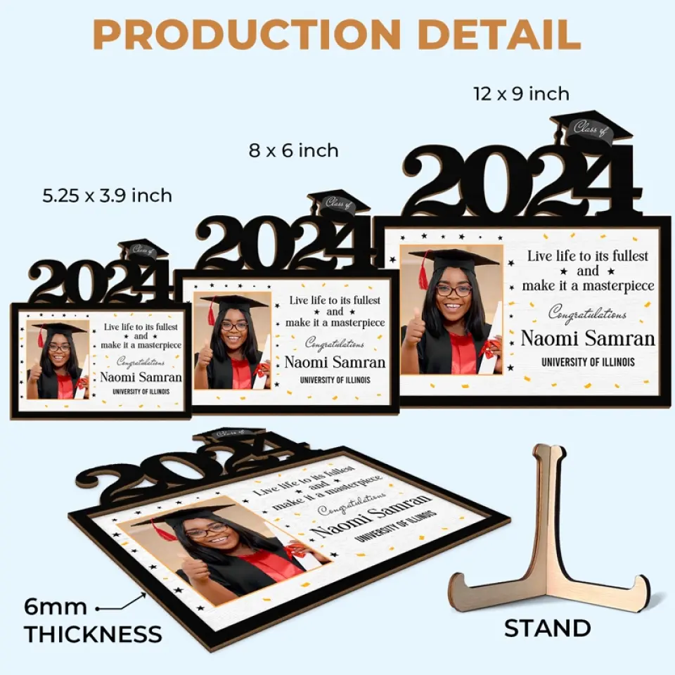 Custom Photo Live Life To Its Fullest - Family Personalized Custom 2-Layered Wooden Plaque With Stand - Graduation Gift For Siblings, Brothers, Sisters - Image 6