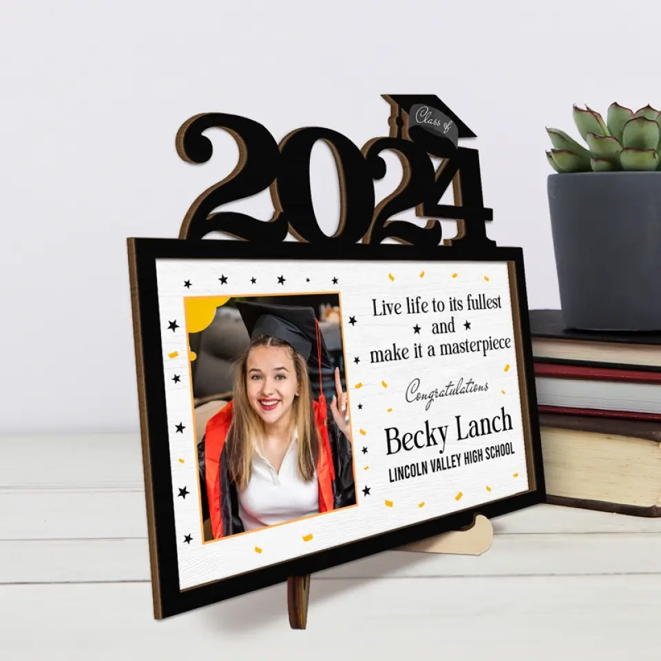 Custom Photo Live Life To Its Fullest & Make It A Masterpiece - Family Personalized Custom 2-Layered Wooden Plaque With Stand - Graduation Gift For Siblings, Brothers, Sisters - Image 4