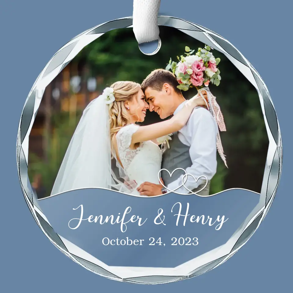 Custom Photo Love At First Sight, Soulmates Forever - Couple Personalized Custom Circle Glass Ornament - Gift For Husband Wife, Anniversary - Image 2