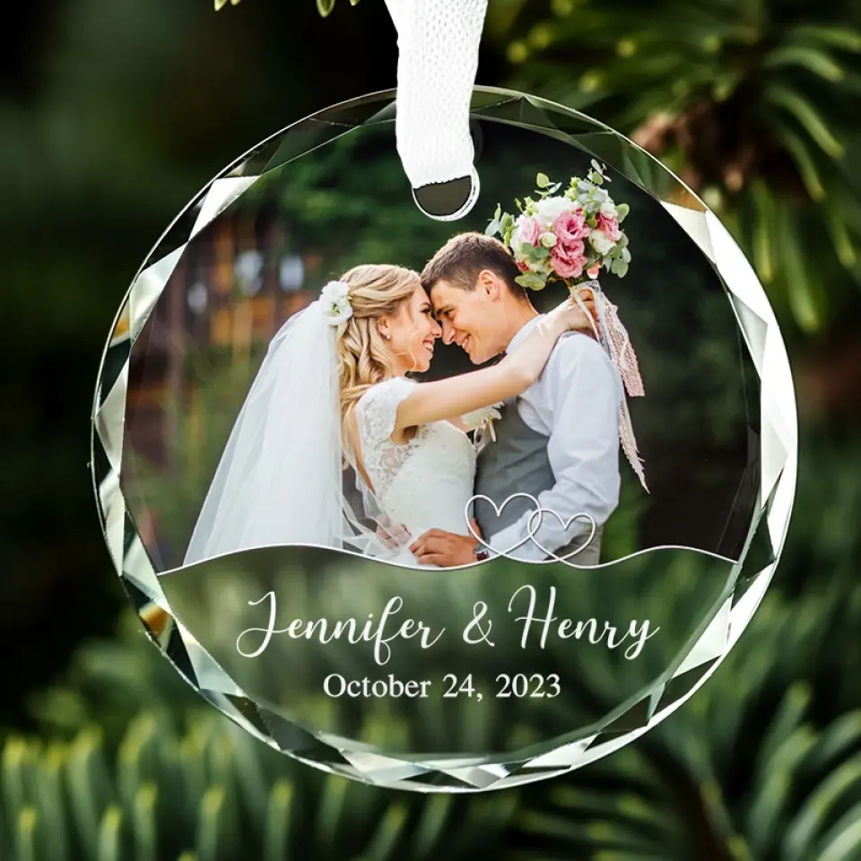 Custom Photo Love At First Sight, Soulmates Forever - Couple Personalized Custom Circle Glass Ornament - Gift For Husband Wife, Anniversary - Image 5