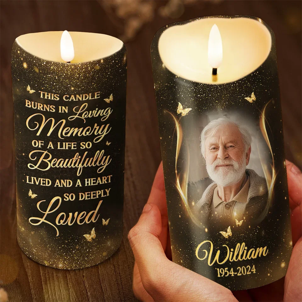 Custom Photo Love Is A Light That Never Dims - Memorial Personalized Custom LED Candle - Sympathy Gift, Christmas Gift For Family Members - Image 3