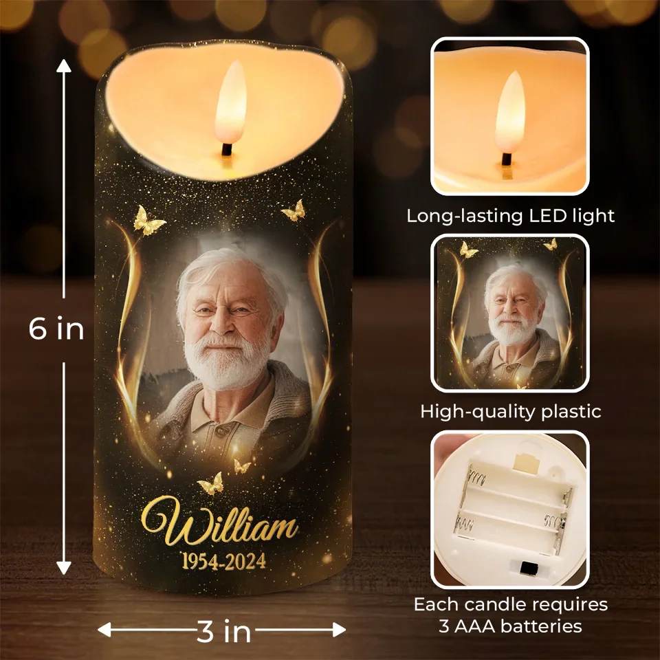 Custom Photo Love Is A Light That Never Dims - Memorial Personalized Custom LED Candle - Sympathy Gift, Christmas Gift For Family Members - Image 4