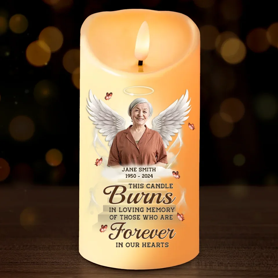Custom Photo Love Knows No End - Memorial Personalized Custom LED Candle - New Arrival, Sympathy Gift, Christmas Gift For Family Members - Image 2